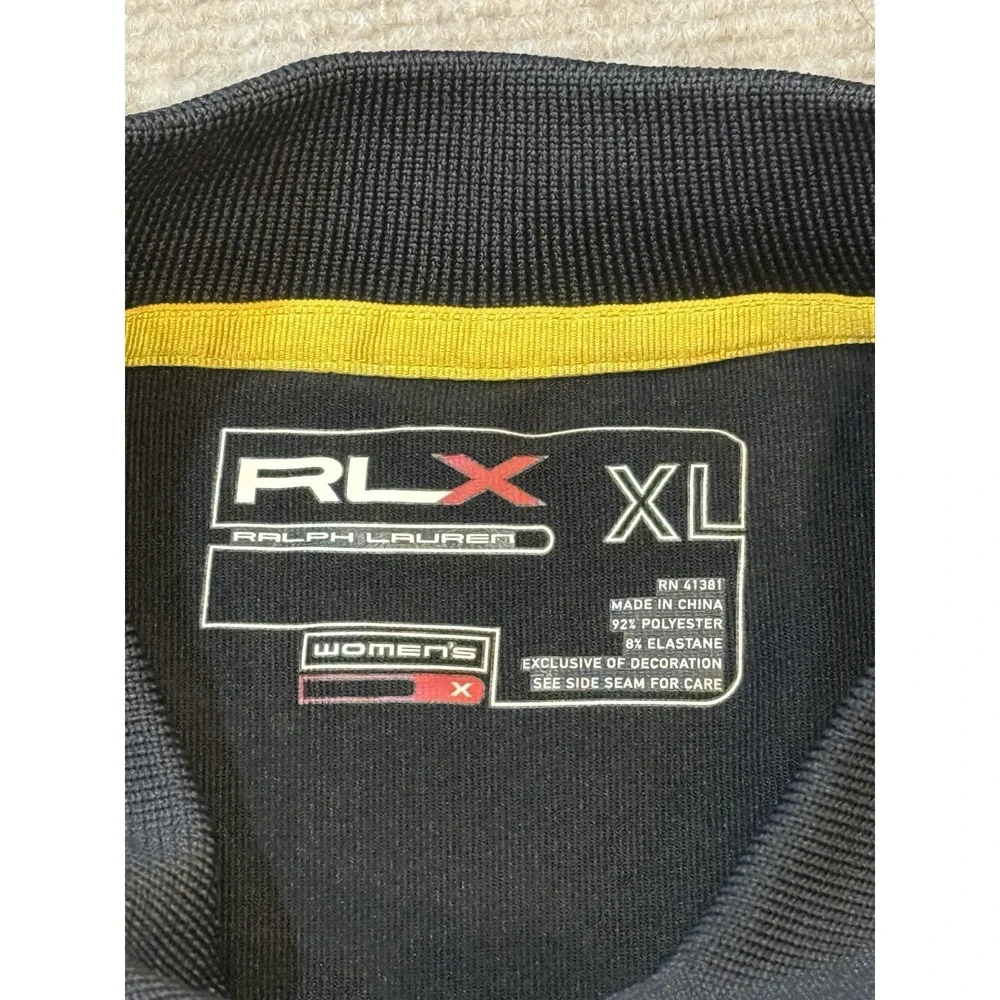 RLX Ralph Lauren Golf Polo Shirt Tailored Fit Black Yellow Women's Size XL